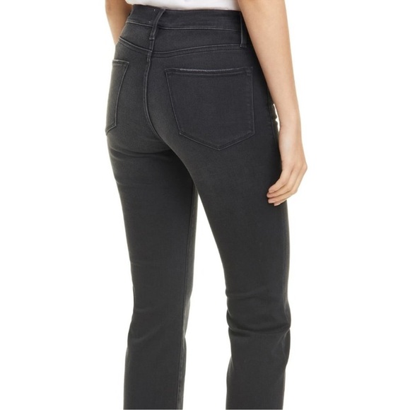 Frame Denim Le High Straight Release Hem Jeans black gray Sz 28 - Picture 2 of 9